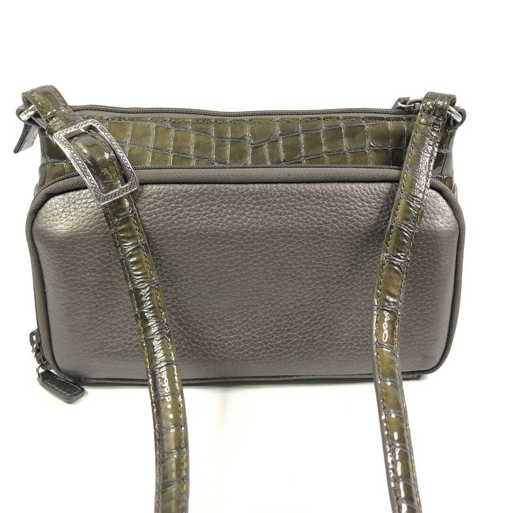 Brighton Croc Embossed Leather Purse Pewter Gray - Picture 5 of 12